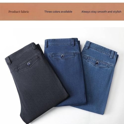 Jett Jeans for Older Men, Classic Men's Solid Elastic Waist Wide Leg Jeans, Relaxed fit, Pocket Zip and Button3