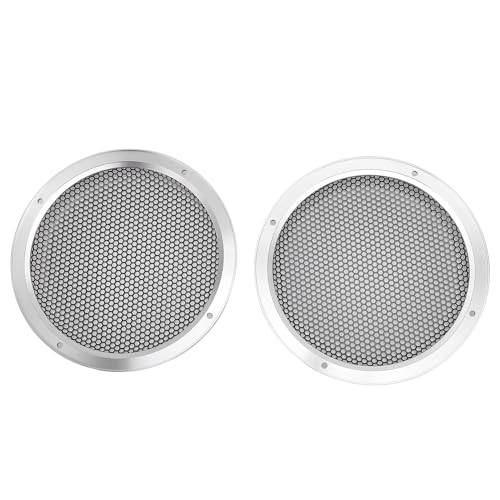 Image of 2PCS Car Speaker Grill Cover, Universal Metal Round Speaker Guard, 169mm Easy to Install Aluminum Iron Mesh Protector for Home Theater Boat and Car Speakers (Silver)