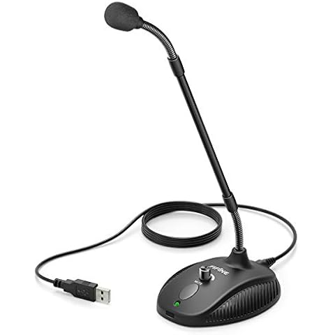 USB Microphone FIFINE Computer Microphone for Windows and Mac, Plug and Play Desktop Microphone, Gooseneck mic with Mute Button and LED Indicator, ideal for Skype, Gaming, Conferences, YouTube-K052 Cover