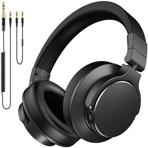 Syndesmos Professional Studio Headphones Over Ear Headphones with Cable 6.35 & 3.5 mm Jack 50 mm Driver DJ & Monitoring Headphones DJ Headphones for Studio Podcast PC Electric Drum Guitar