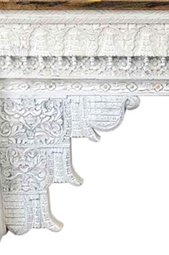 Orientalische Konsole Sideboard schmal Hadidza Weiss 150cm | Orient Vintage Konsolentisch orientalisch handgeschnitzt… – Bild 4