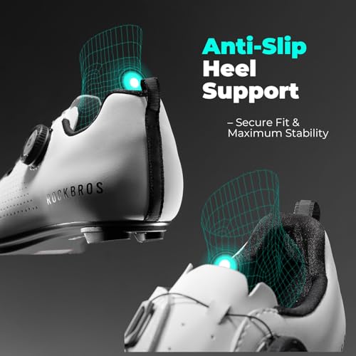 ROCKBROS Men's Cycling Shoes CR5 with T500 Carbon Fiber Sole, Compatible with Peloton & Look Delta/SPD Cleats, Breathable Lightweight Road Bike Shoes2