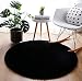 LYKEJI Tapis Rond, à Poils Longs, Moderne, pour Salon, Chambre à Coucher, Salle à Manger ou Chambre d'enfant, Tapis de Sol Shaggy Confortable Moquette Anti-dérapage (Noir, 120cm X 120cm)