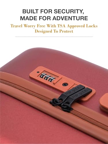 Image of FUR JADEN The Wayfarer 55cm Polycarbonate Travel Luggage Suitcase with 8 StealthTech Silent Shock Absorbing Wheels, TSA Lock & Aviation Grade Telescopic Trolley (Maroon, Cabin 20 inch)