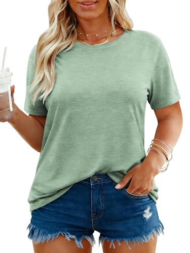 Image of VISLILY Plus-Size-Tops for Women Casual Short Sleeve T Shirts Trendy Tie Dye Crewneck Tees Comfy Loose Fit Tunics XL-5XL
