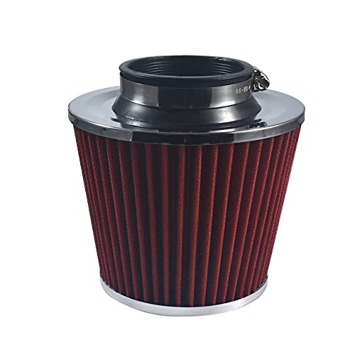 Pinkhatcat Red 3 Inch 76Mm Performance High Flow Cold Air Intake Cone Replacement Dry Air Filter thumb #2