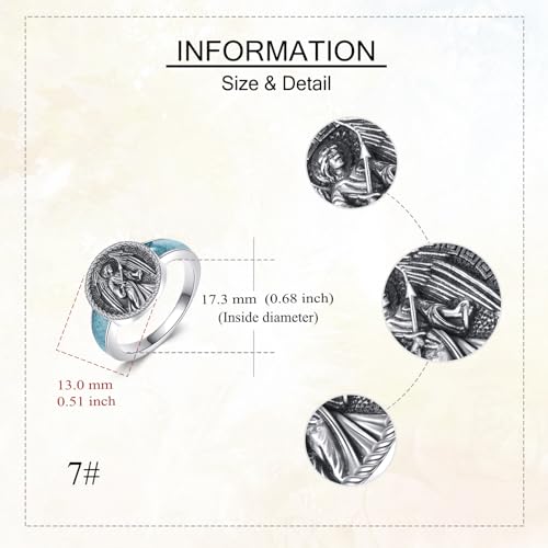 925 Sterling Silver St. Michael/Benedict/Compass/Tree of Life The Great Protector Archangel Defeating Satan Religious Amulet Signet Ring Saint Jewelry Gifts for Men Women4