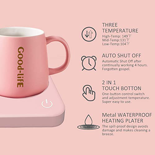 Image of VOBAGA Mug Warmer & Coffee Mug Warmer with 4 Hours Auto Shut-Off, Coffee Warmer Plate for Office Home Desk Use with 3 Temperature Settings, Cup Warmer for Cocoa, Tea, Milk, Water, Coffee Gifts(No Cup)
