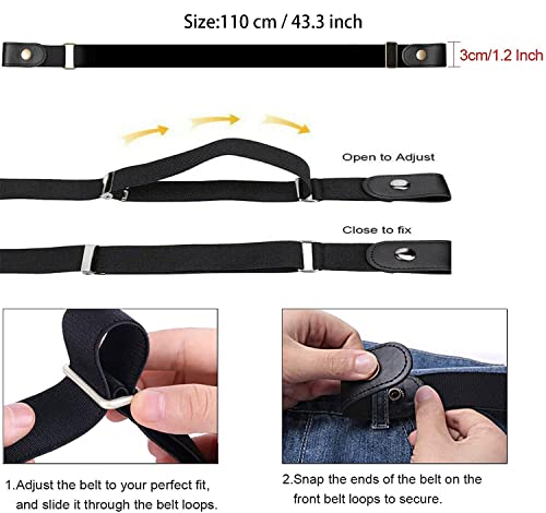 Vjk No Buckle Free Elastic Belt For Women Men, Comfortable Adjustable Invisible Stretch Waist Belt For Jeans No Bulge 110Cm #TOP5