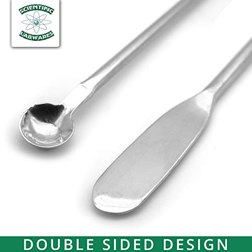 Scientific Labwares Stainless Steel Lab Spatula Micro Scoop Reagent Laboratory Mixing Spatula Chemical Weighing Measuring Sampling Spoon Science Medical Lab - Set of 10