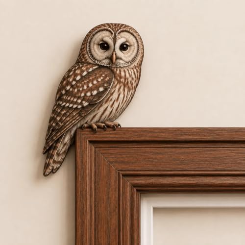 Wooden Bird Door Topper Decor Adorable Bird Shape Corner Statue，Owl