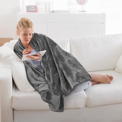Utopia Bedding UB900 Fleece Blanket Throw Size Grey 300Gsm Luxury Blanket For Couch Sofa Bed Anti-Static Fuzzy Soft Blanket Microfiber thumb #2