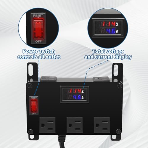 Regleta para mueble multimedia Zuomeng ZM-098, 5 tomas, color negro, 120V, 15A miniatura 4