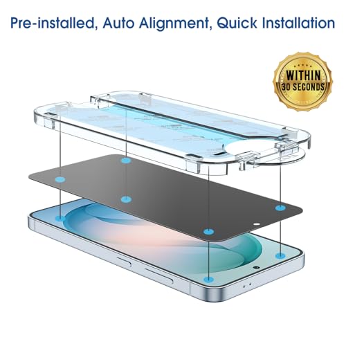 Image of amFilm OneTouch for Samsung Galaxy S26 6.3'' Privacy Screen Protector | Auto-Alignment, 30s Install, Bubble Free,Scratch & Drop Protection, Privacy Protection, Lens Protector, 2+2 Pack (S26-6.3'')