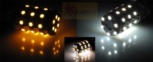 One Pair 3157 Amber & White 60 SMD Dual Color LED Light (2 bulbs) /12V / Turn Signal Light, Corner Light, Stop Light, Parking Light, Side Marker Light, Tail Light, and Backup light