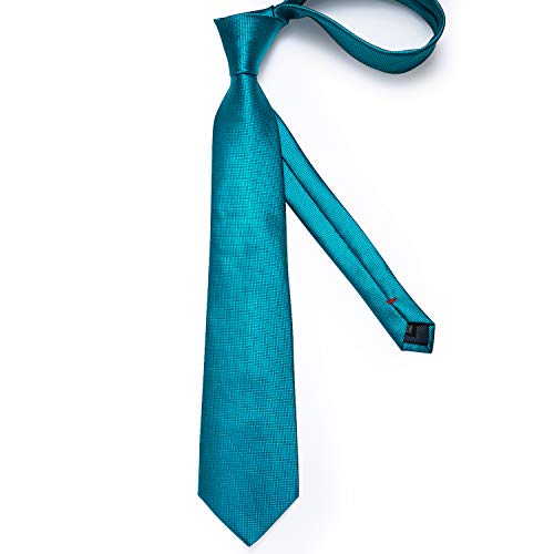 Image of DiBanGu Mens Solid Color Tie and Pocket Square Set Woven Silk Plain Necktie & Handkerchief for Men Wedding Party Formal