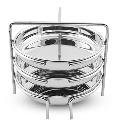 Image of Stainless Steel Dhokla Maker, Thatte Idli Maker, 3 Big Plates Set With Stand, Fits in all Cookers, Dhokla Stand With 16cm Plate | Thattu & Khaman Plates (Dhokla Maker 3 Plates With 3 Wires)