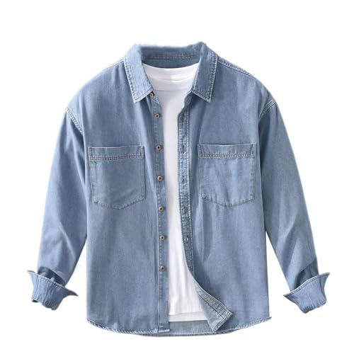 Veste en jean pour homme chemise de travail décontractée en denim pour le printemps