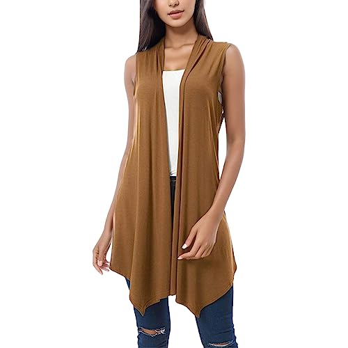 Cardigan femme drapé gilet sans manches coupe asymétrique veste fluide été
