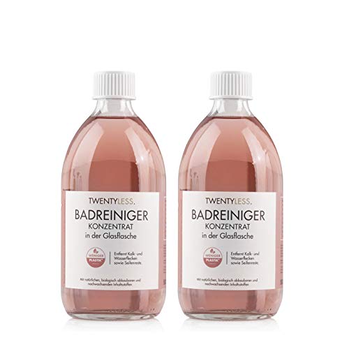 Preisvergleich Produktbild Twentyless Badreiniger 2er-Nachfüllset / Natürliches und ergiebiges Reinigungskonzentrat, Reinigungsmittel / 2 Glasflaschen je 500ml ersetzen 40 Plastikflaschen