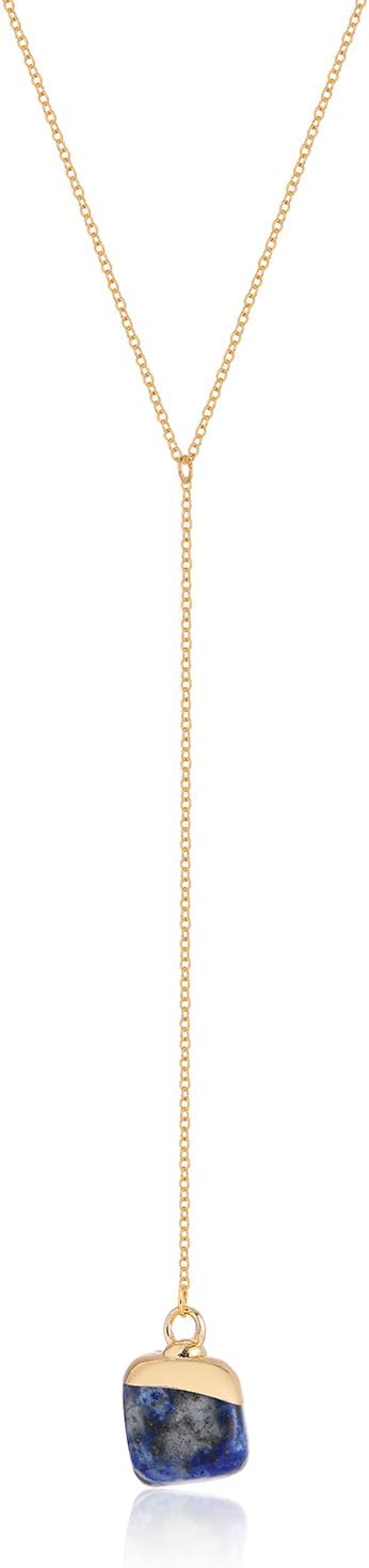 Long Necklaces for Women Trendy, 14K Gold Plated Birthstone Drop Necklace