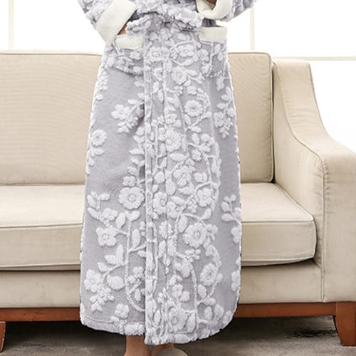 Mens Robe Plush Full Length Bathrobe Shawl Collar Bath Robe Fleece Soft Spa Robes with Pockets Loungewear Sleepwear3