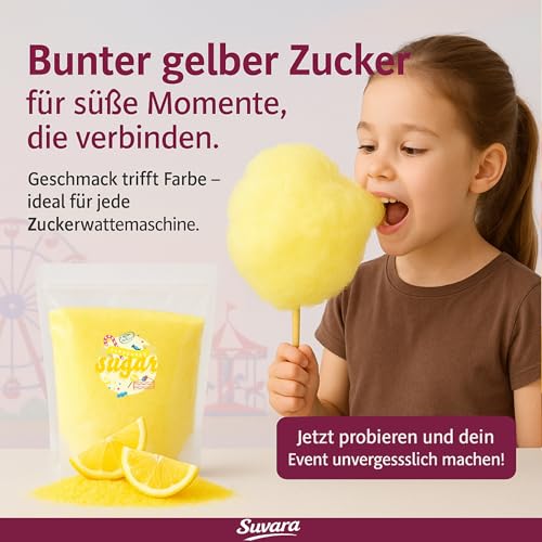 Zuckerwatte Zucker Zitrone Gelb farbiger Aromazucker 500g für die Zuckerwattemaschine – Bild 3