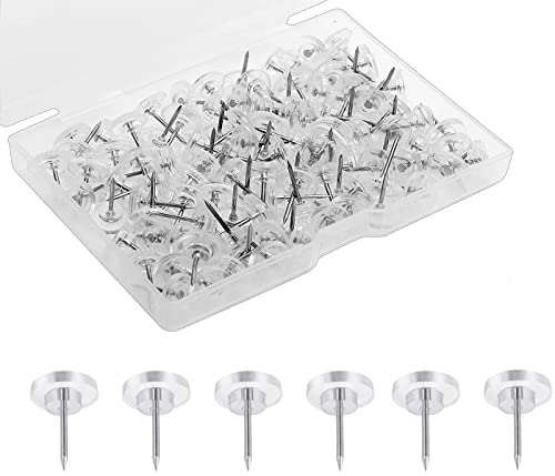 Clear Push Pins - 100pcs Drawing Pins with Storage Box Clear Push Pins - Thumbtacks Drawing Pins for Walls Notice Drawing Pins Transparent Push Pins - Plastic Head Drawing Poster Tacks Needle