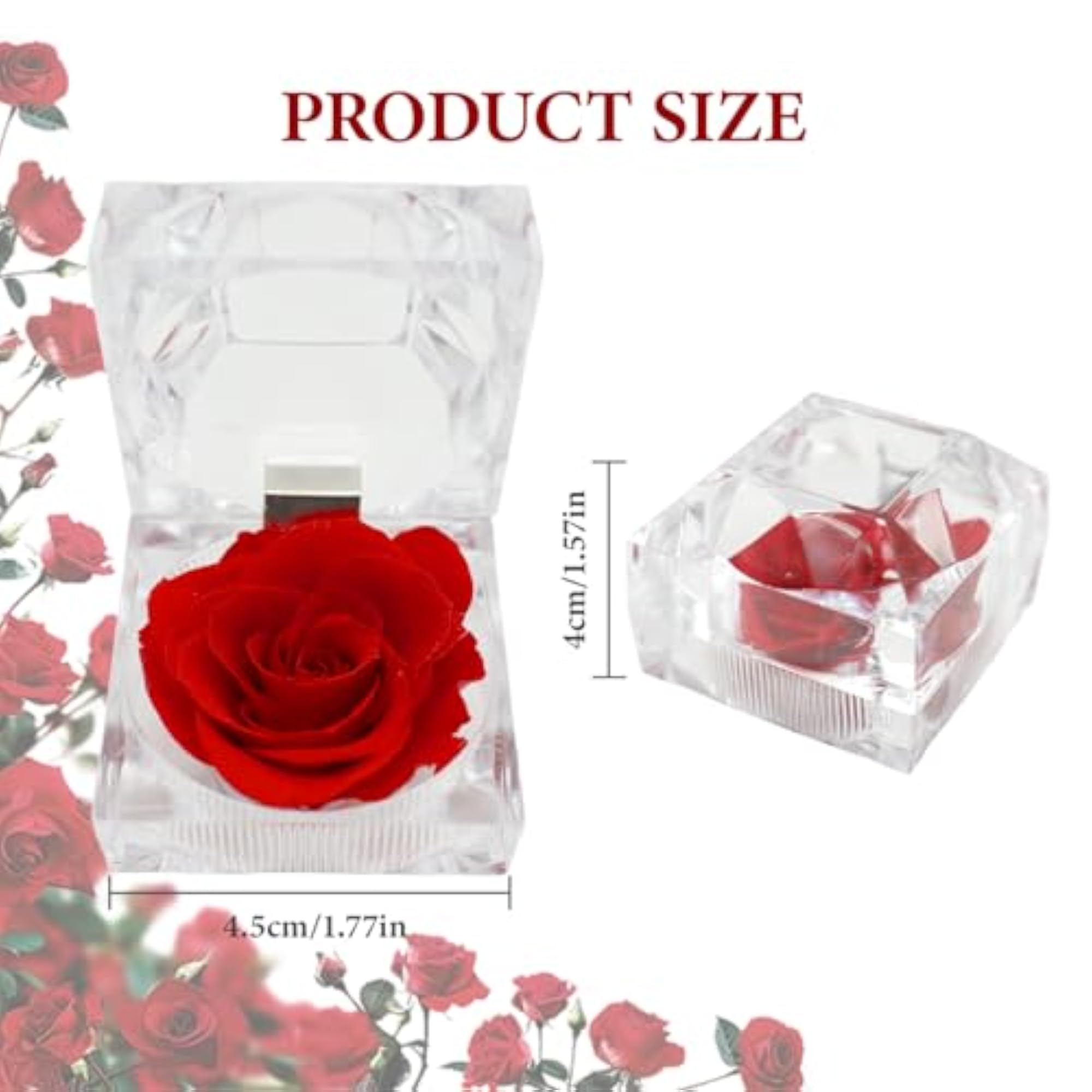 Eternal Rose in Mini Transparent Ring Box, Valentine's Day Gift