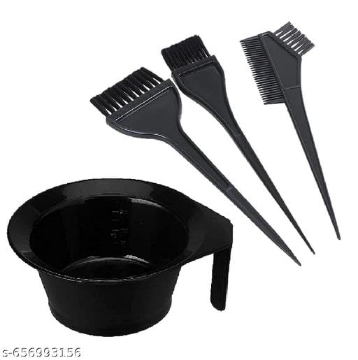 4Pcs Professional Use Hair Coloring Dyeing Kit Brush with Bowl,Double Ended Extra Applicator Brushes, Reusablee, Easy to Clean Tools for Salon Stylee Hair Colorr at Home.. 4