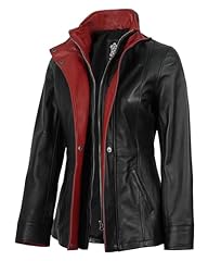 Erin - Black & Red Leather Coat
