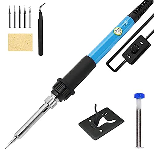 Jkjhbhged Soldering Iron Soldering Iron Set Tool Supplies Adjustable Temperature (200-450°C) ON/of Switch 60W Soldering Iron US Plug