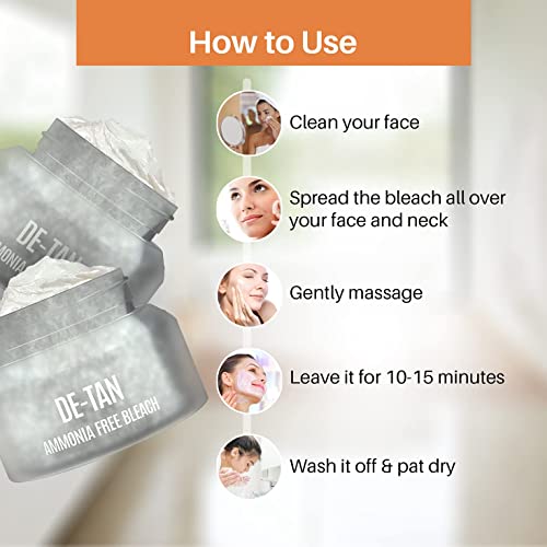 Sjh De-Tan For Face Glowing Skin, Oil Control, Acne, Pimples, Anti Blemishes, Pigmentation, Tanning & Brightening | Ammonia Free Bleach, 50 G #TOP5