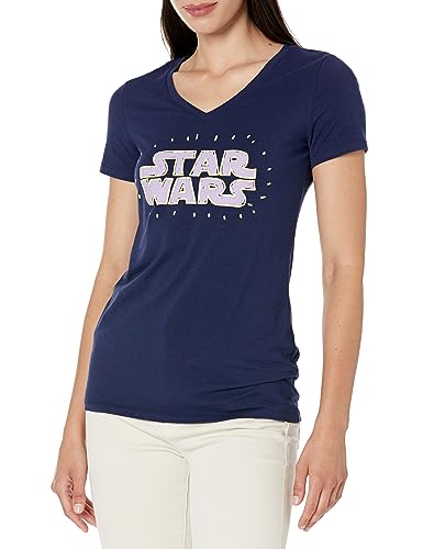 Image of Amazon Essentials Disney | Marvel | Star Wars | Princess Women's Classic-Fit Short-Sleeve V-Neck T-Shirt, Multipacks