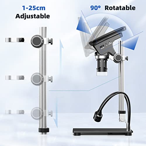 Tomlov Dm03 7" Hdmi Lcd Digital Microscope 1200X [Larger View & Larger Workspace] 1080P Hd Screen Coin Microscope For Adult/Kids Usb Soldering Microscope With Light Compatible With Tv/Windows/Macos #TOP6