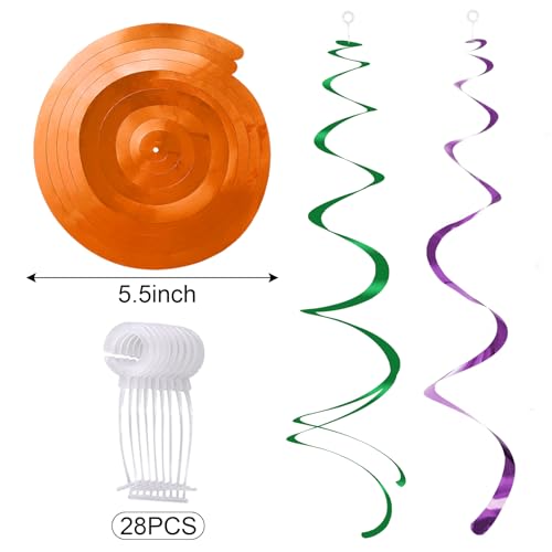 Image of Colorful Ceiling Swirl Foil Decorations Hanging Plastic Streamer Themed Swirl Party Decoration for Wedding Thanksgiving Day Graduation Celebration, Pack of 28 (Rainbow)