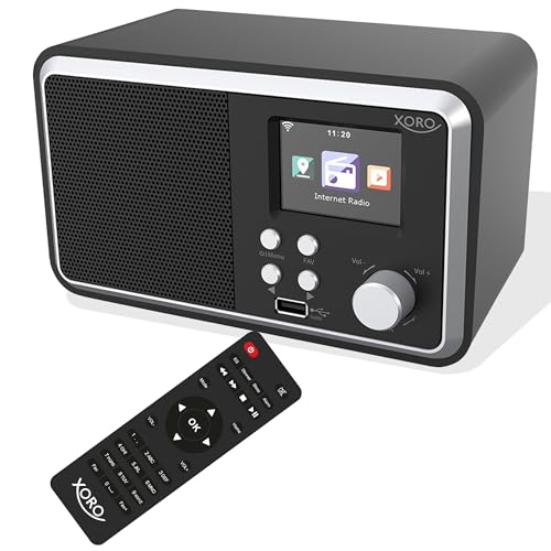 XORO DAB 300 IR digitales WLAN Internet Radio mit DAB+ & FM Empfang, Bluetooth 5.2, Podcast-Wiedergabe, 2,4' Zoll Farbdisplay, integriertem Wecker, Schwarz