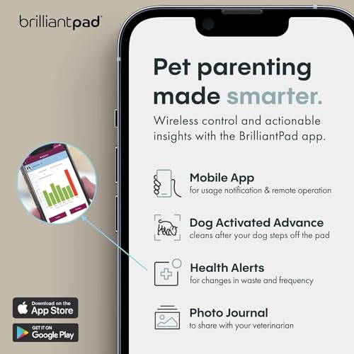 BrilliantPad Smart Indoor Dog Potty for Small Pets | Self Cleaning with Odor Control, AI Health Monitoring, Puppy Training Alternative to Grass Turf | Includes 1 Absorbent Pad Roll & Smartphone App