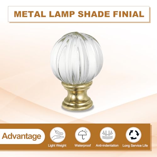 Image of PATIKIL 1 /4-27 Lamp Finial Cap for Lampshade Harp Top, 4Pcs Cap Nut Screw Cap Knob Clear Pumpkin Ball Shaped Crystal Lamp Shade Decoration for Table Floor Lamp, Gold Tone