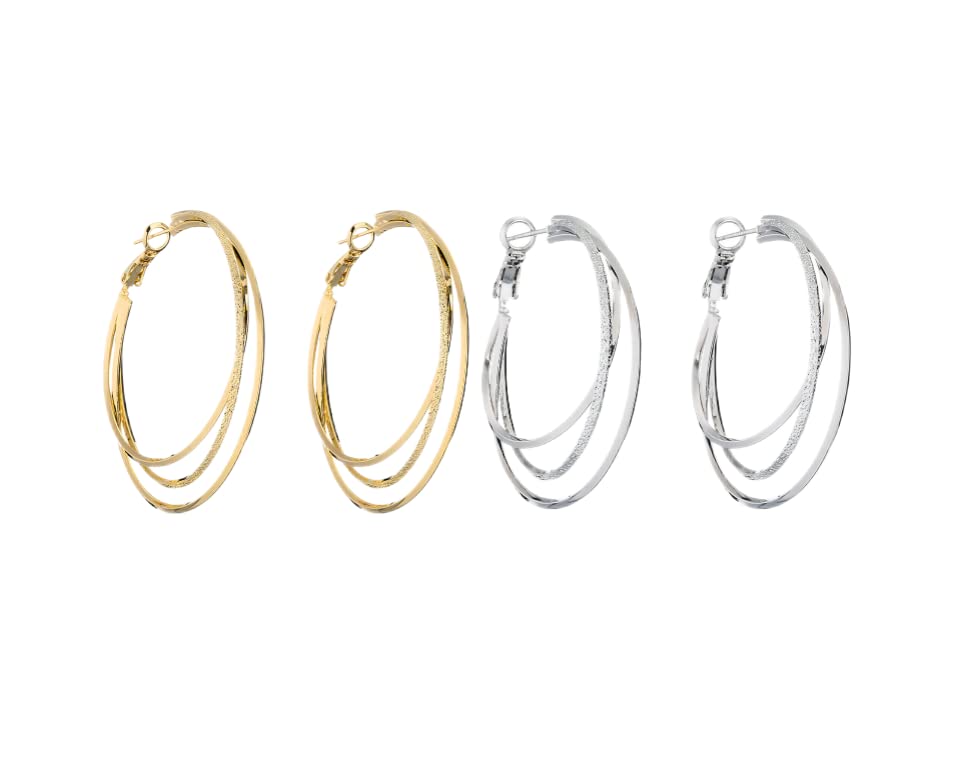 Summer beach wind women's multi-layer stacked type big ear hoop Trend Earrings and studs (50mm)