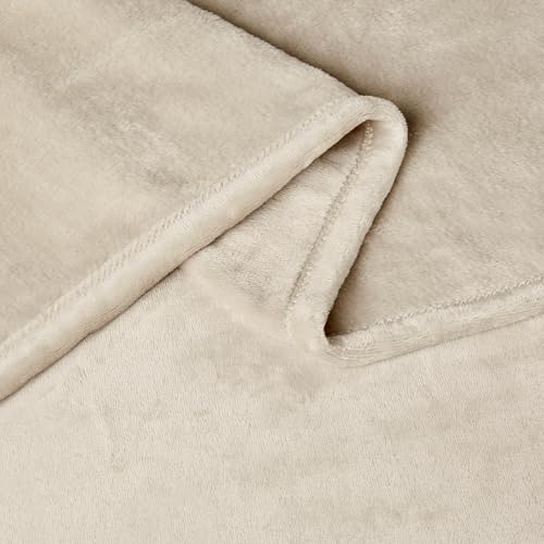 Image of Amazon Basics Soft Fleece Throw Blanket, Lightweight Cozy Warm Blanket for Couch & Sofa, 50 x 60 Inches, Beige (Pack of 2)