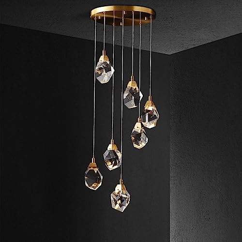 Lustres en cristal gold LED prestige entrée high plafond luxe