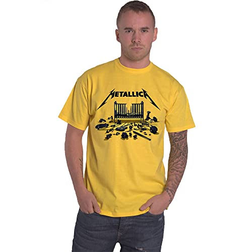 Rock Off officially licensed products Metallica T Shirt M72 Seasons Simplified Cover Nouveau Officiel Unisex Jaune Size L