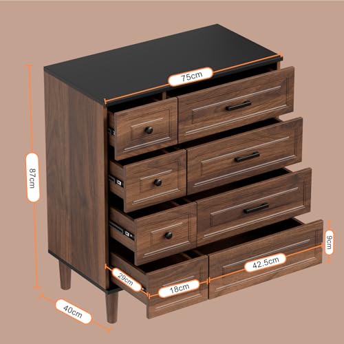 dunkelgrau Melamin - Detailansicht von HOMAVO DG3 8-Schubladen Kommode 75x40x87cm – Dealfoxx.de