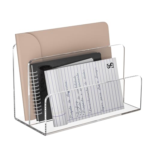 Sezanrpt Acryl Aktenhalter 2 Fach, Clear Schreibtisch Datei Organizer, Office Magazin Datei Ordner Organizer