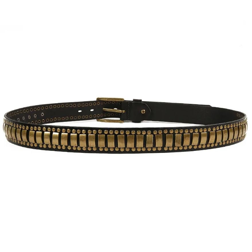 Men 3.8cm Leather Vintage Metal Punk Jeans Belt Street Style Studded Belt4