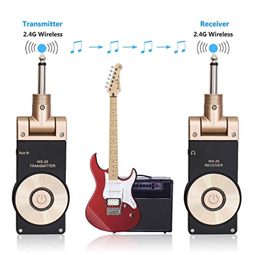 Sistema inalámbrico de guitarra recargable de 2.4G con transmisor y receptor, tiempo de trabajo de 8 horas miniatura 5