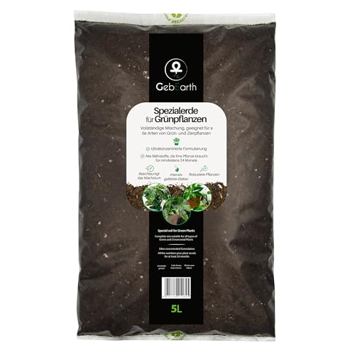 GebEarth® | Blumenerde für Grünpflanzen | Langfristige Nährstoffe und gesundes Wachstum | Erde für Monstera, Efeu, Dracaena und alle Arten von Grünpflanzen【5L】