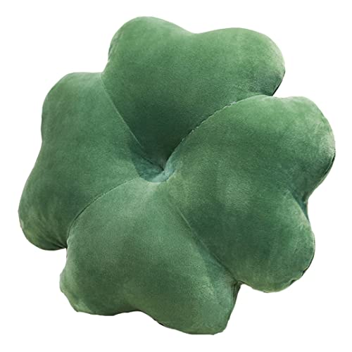 YILANLAN Bonita Almohada trébol Cuatro Hojas Almohada Creativa Felpa Suelo cojín Grueso Dibujos Animados Silla Oficina decoración Sencilla habitación (40cm*40cm, Dark Green)