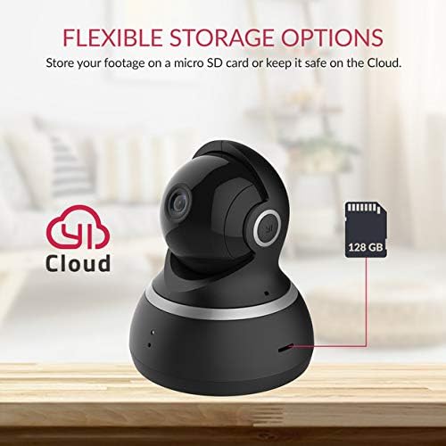 YI Indoor Wireless WiFi Security IP Camera, Smart Nanny Pet Dog Cat Cam with Night Vision, 2-Way Audio, Motion Detection, 360-degree, 1080p, Phone App, Works with Alexa and Google(Black)